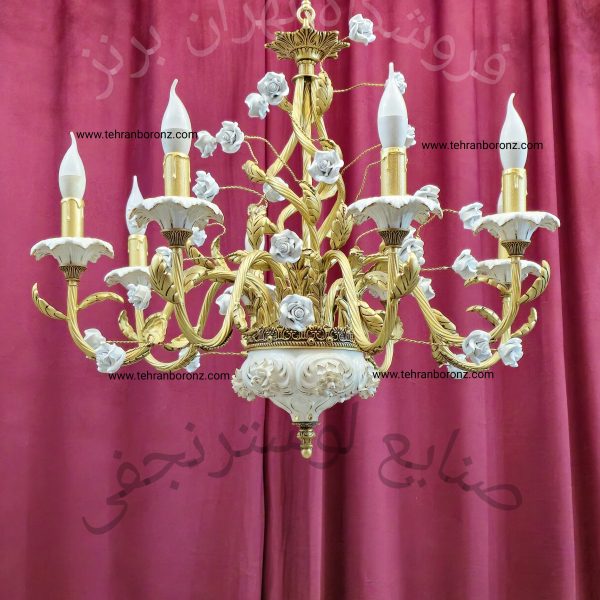 لوستر برنز طرح ربکا ۸شاخه دستساز طرح طلا