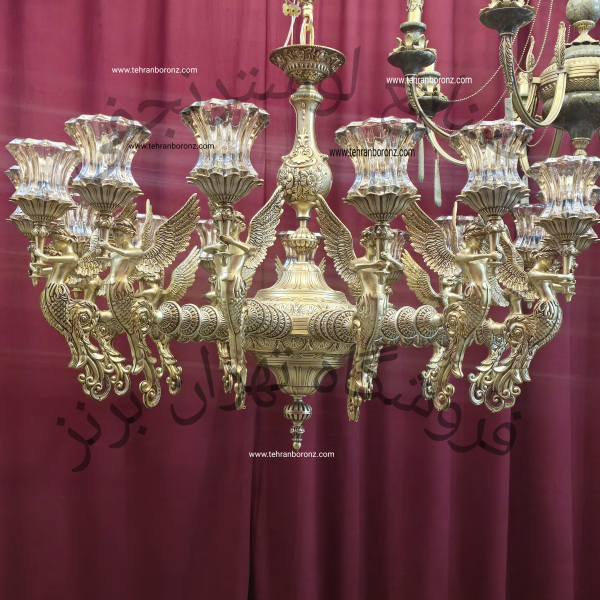 لوستر تمام برنز فرشته ۱۵شاخه ۱۵شعله جدید