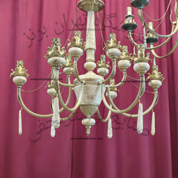 لوستر برنز سنگی طرح لیانا ۶شاخه۱۲شعله کد۱۰۶۹