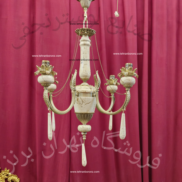 لوستر برنز و سنگ اشپزخانه طرح لیانا ۴شاخه