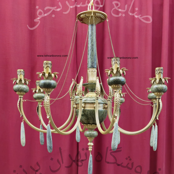لوستر برنز و سنگ طرح اورانوس ۸شاخه