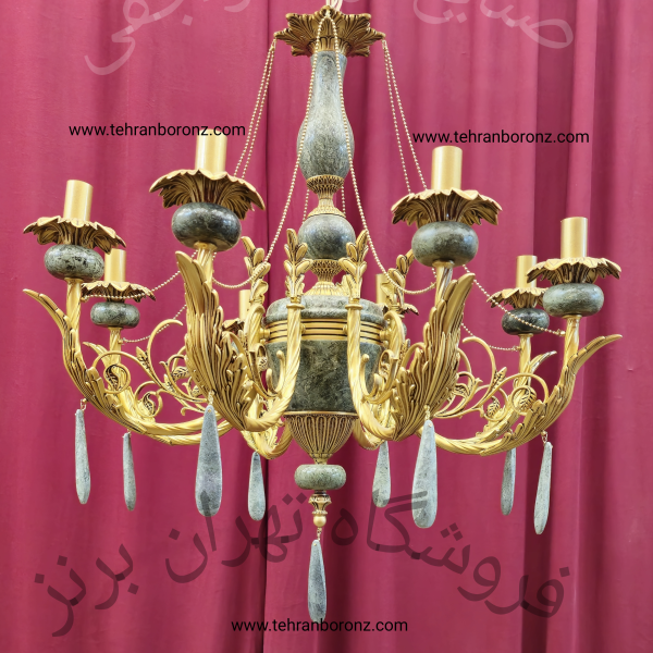 لوستر برنز و سنگ طرح زئوس پرکار ۸شاخه